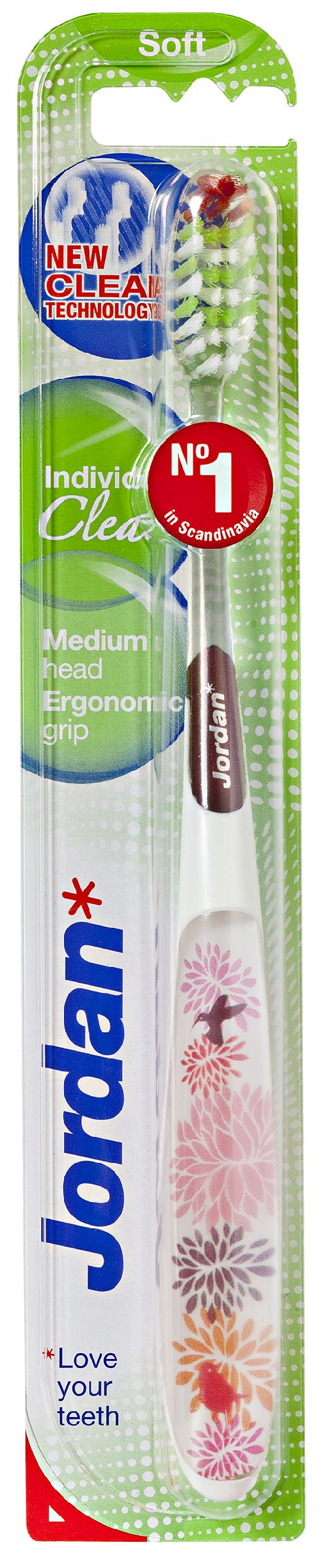 Zubná kefka Jordan Individual Clean Soft 1 ks - mix farieb