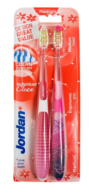 Zubná kefka Jordan DUO Individual Clean Medium - mix farieb 1 balenie-2 ks