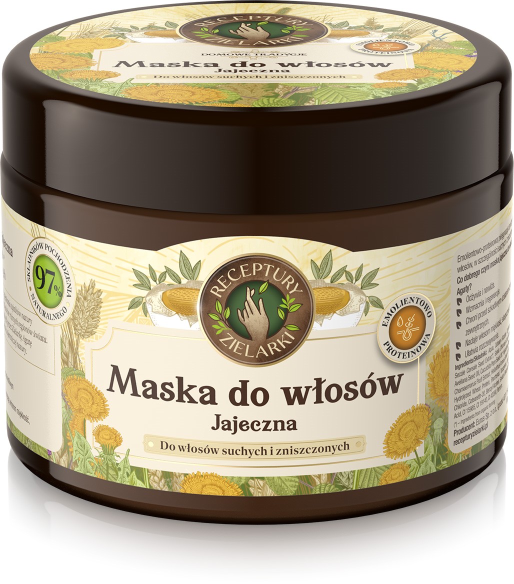 RECEPTURY ZIELARKI Domowe Tradycje Maska jajeczna do włosów suchych i zniszczonych 300ml