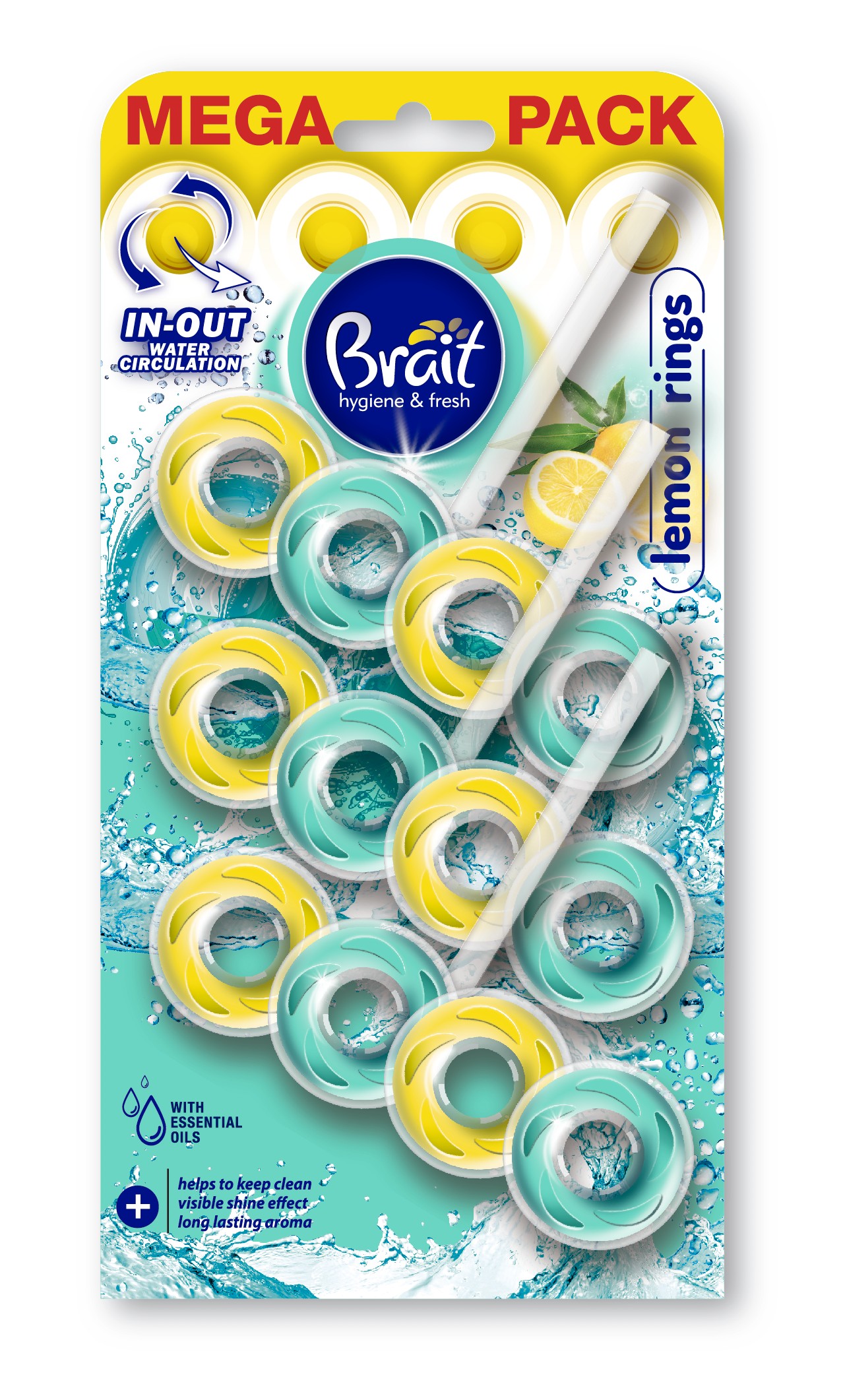 Brait Hygiene & Fresh 2 fázy WC kocky Lemon Rings 1op.-3ks