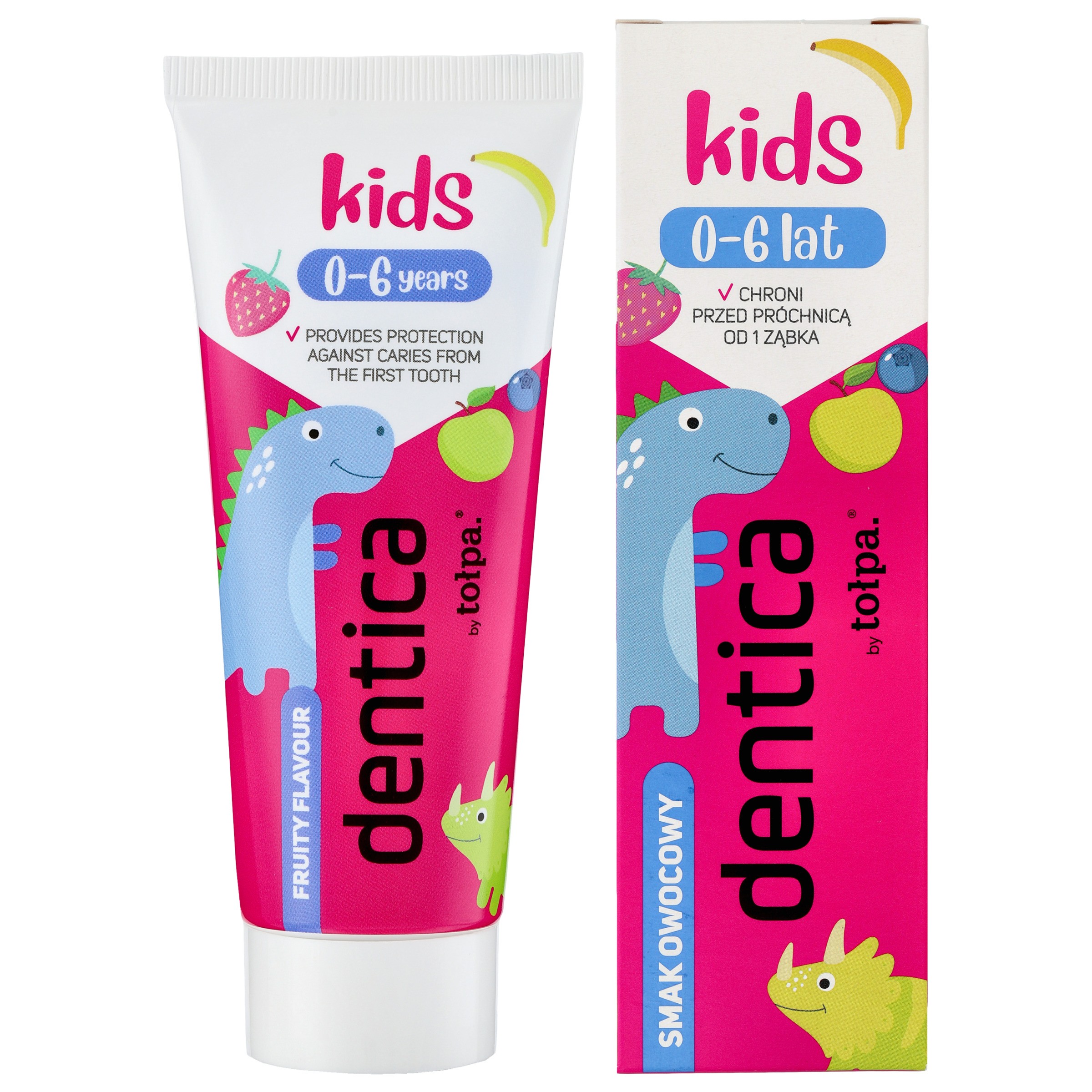 TOŁPA Dentica Kids 0-6 Ovocná zubná pasta proti zubnému kazu pre deti 50 ml