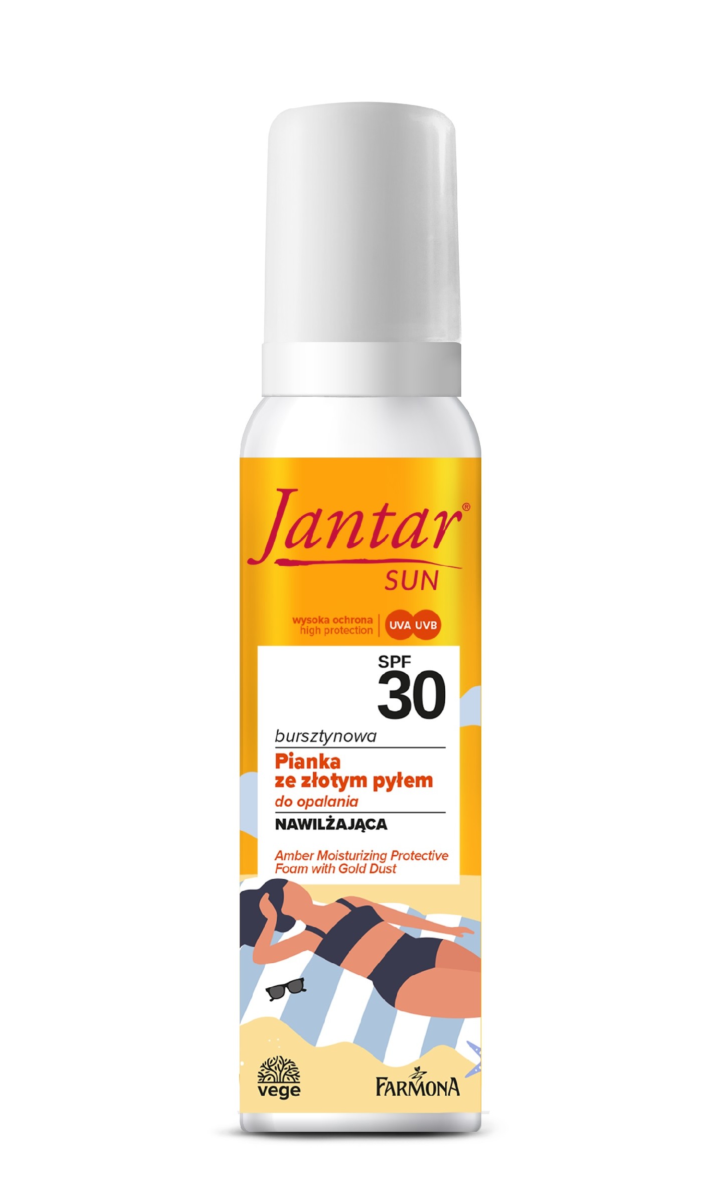 FARMONA Jantar Sun Amber opaľovacia pena so zlatým prachom SPF30 - hydratačná 150 ml