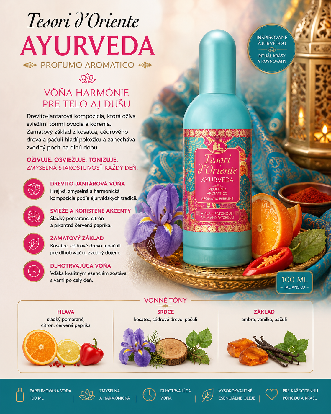 TESORI d'Oriente Ayurveda parfumovaná voda 100 ml
