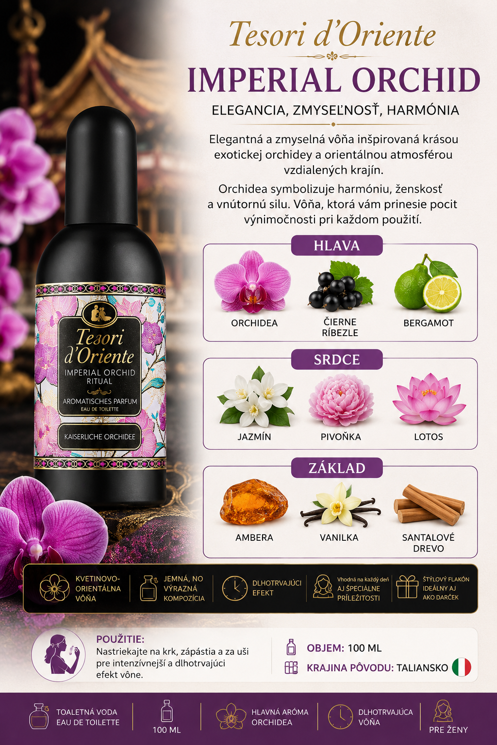 Parfumovaná voda Tesori d'Oriente Imperial Orchid 100 ml
