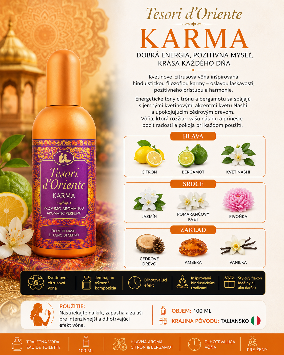 Parfumovaná voda Tesori d'Oriente 100ML KARMA RITUAL
