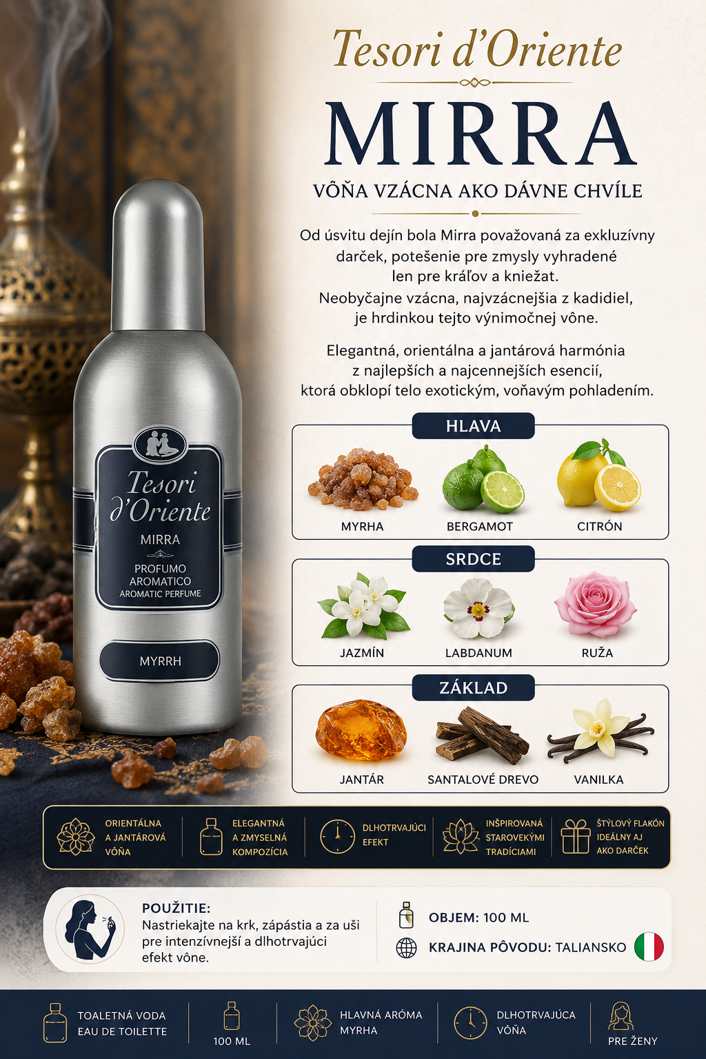 Parfumovaná voda Tesori d'Oriente Mirra – parfumovaná voda 100 ml
